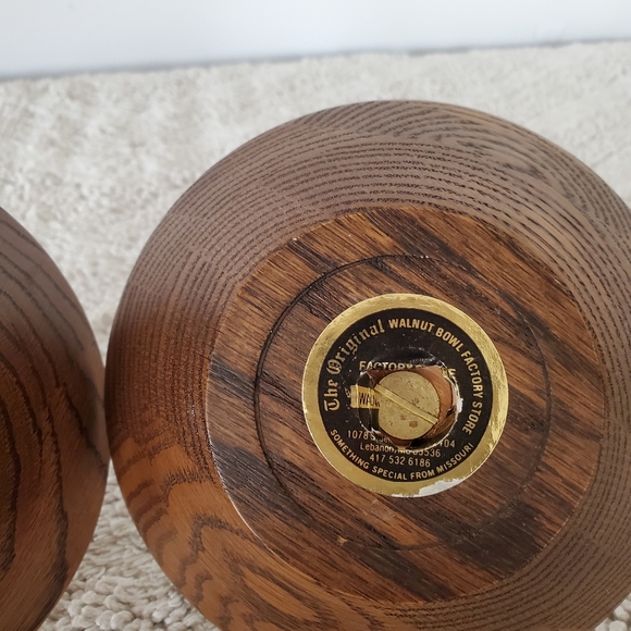 VTG MCM Set Of 2 The Original Walnut Bowl Factory Store 6" Dia Gold Color Handle - Picture 10 of 16